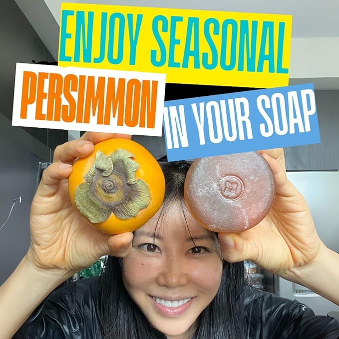 MIRAI Clinical Persimmon Soap Bar for Old People Smell - Nonenal Solution - Japanese Persimmon and Green Tea Extract - For Men and Women - Gentle on All Skin Types - Natural Body Odor Soap