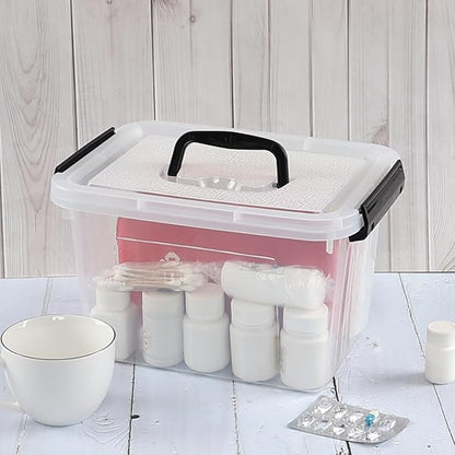 4 Packs Plastic Stackable Storage Container Bin with Lid and Latch, Plastic Latching Box with Handle, 5 L