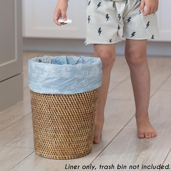 Happy Haven Bathroom Trash Bags for 2,3,4 Gallon Trash Can, Small Garbage Bags - Bedroom & Bathroom, Decorative Cute Wastebasket Liner - 50 Count (Light Blue Botanical)