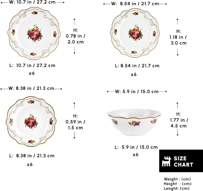 Karaca Forever Bone China Antique 24-Piece Dinner Set
