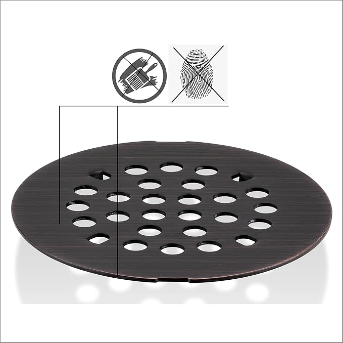 rrajj 4-1/4 (4.25) Inch(108mm) Round Snap-in Shower Floor Drain Cover Replacement Cover (Oil Rubbed Bronze)