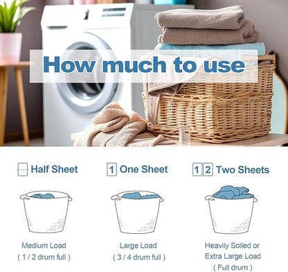 Laundry Detergent Sheet, Eco-Friendly & Hypoallergenic Wash Strips, Natural Ingredients, Ultra-Concentrated, Travel-Ready, No Plastic Jug- Unscented, (240 Loads) 120 Sheets