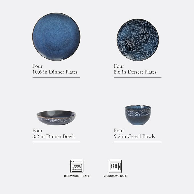 Gibson Elite Matisse 16-Piece Dinnerware Set – Double Bowl Reactive Glaze