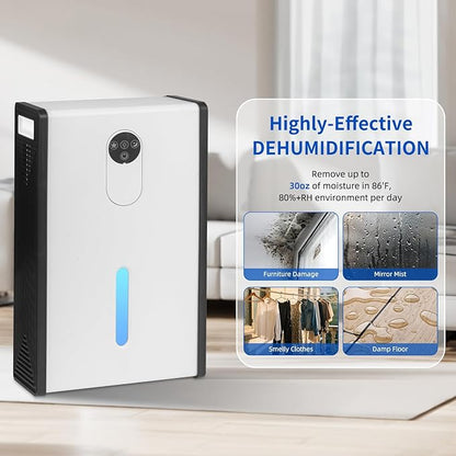 Dehumidifier for 1076 sq.ft,Quiet Portable Moisture Absorber with Auto Shut Off,Auto Defrost,72 OZ Water Tank,Drain Hose,7 Color LED Light,Sleep Mode for Basement Home Bedroom Bathroom RV