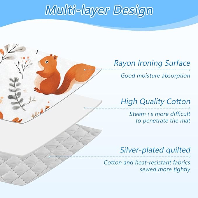 Squirrels and Fall Leaves Ironing Mat for Table top Portable Ironing Pad Blanket for Washer Dryer Countertop Travel