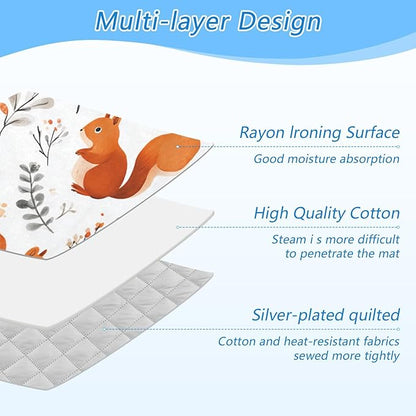 Squirrels and Fall Leaves Ironing Mat for Table top Portable Ironing Pad Blanket for Washer Dryer Countertop Travel
