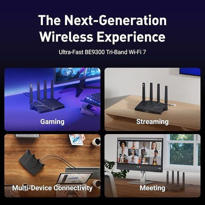 GL.iNet GL-BE9300 (Flint 3) Tri-Band WiFi 7 Router, High-Speed 6GHz Gaming WiFi Router for Wireless Internet, Long Range, 5 x 2.5G VPN Routers for Fiber Optic Modem, Computer Routers, Home & Business