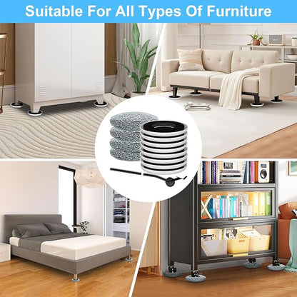 New Upgrade Furniture Sliders, Multi-Surface 3-in-1 Furniture Movers Sliders, Round Moving Pads with 8PCS 4.3" Carpet Sliders+4PCS Hard Floor Socks+1 Lifter, Protect Floor and Easily Move Furniture