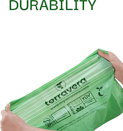 Compostable Trash Bags Bin Liners | BPI & OK Home Certified ASTM D6400 Standards | Heavy Duty Kitchen & Yard Waste Bags (13 Gallon Flat Top, 50 Count)