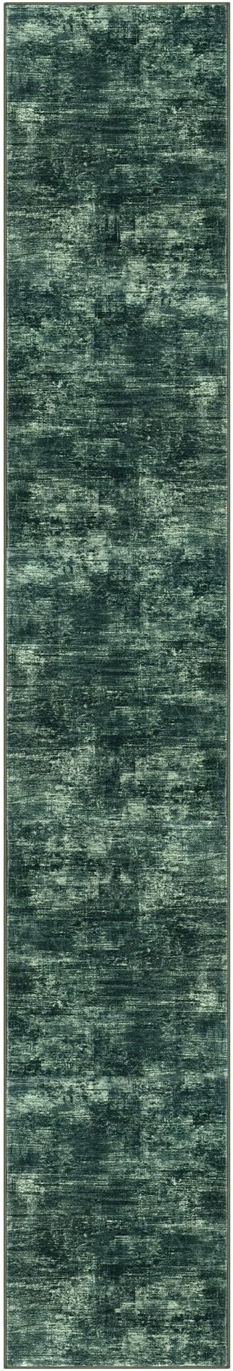 IOHOUZE Abstract Runner Rug 3x18 Ft Washable Runners for Hallways, Non Slip Kitchen Runner Printed Faux Wool Entryway Runner Indoor, Modern Abstract Floor Carpet for Hall Stair, Dark Green