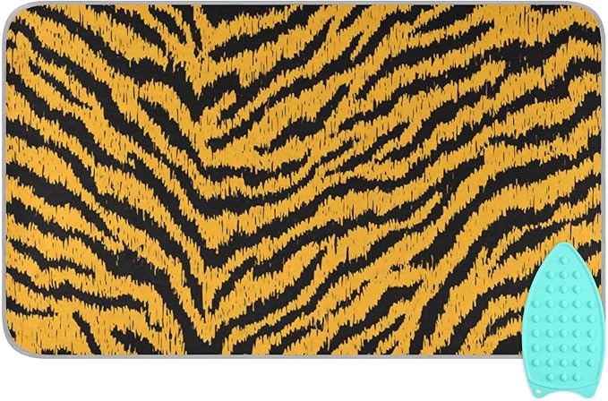 Classical Tiger Skin Print Ironing Mat for Table top Portable Ironing Pad Blanket for Washer Dryer Countertop Travel