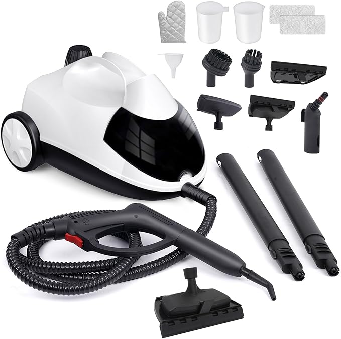 Steam Cleaner 1.5L Steamer for Cleaning Fast Heating 6-in-1 Multi-Surface with 8 Accessories UL499 Certified Portable High Pressure Steam Cleaner for Home, Car, Floors, Sofas, Tiles, Grout