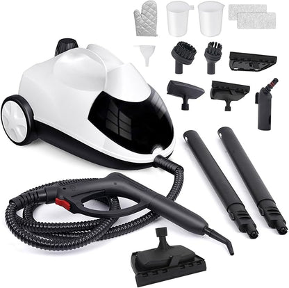 Steam Cleaner 1.5L Steamer for Cleaning Fast Heating 6-in-1 Multi-Surface with 8 Accessories UL499 Certified Portable High Pressure Steam Cleaner for Home, Car, Floors, Sofas, Tiles, Grout