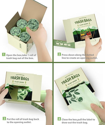1.6 Gal Small Compost Bags for Countertop Bin with Handle Tie, AYOTEE Composting Bags for Kitchen Compost Bins,100 Pack, 1.2-1.6 Gallon Compost Bin Bag, Small Trash Bag, Odor Control