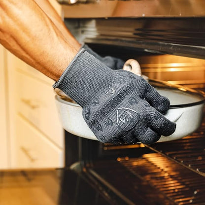 Grill Armor Oven Gloves 932°F Extreme Heat & Cut Resistant Oven Mitts with Fingers for BBQ, Cooking, Grilling, Baking – Accessory for Smoker, Cast Iron, Fire Pit, Camping, Fireplace, Griddle & More