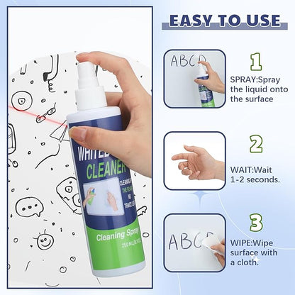 24 Pack Whiteboard Cleaner Spray Bottle 8.5oz Dry Erase Board Surface Cleaner White Board Cleaning Spray Removes Stubborn Marks from Chalkboard