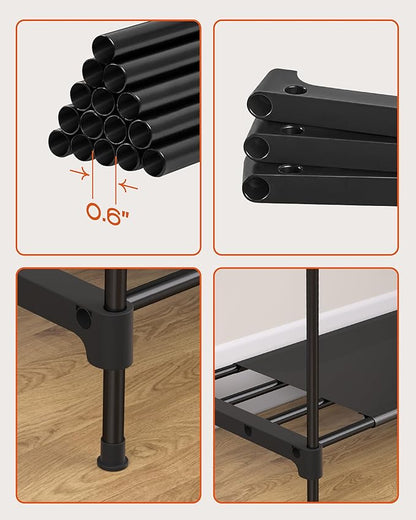 Clothes Rack, Portable Closet, 54.3 Inch Large Capacity Wardrobe Closet, Clothes Storage Organizer with Shelves and 2 Hanging Rods, Easy to Assembly, Black PCT002B01
