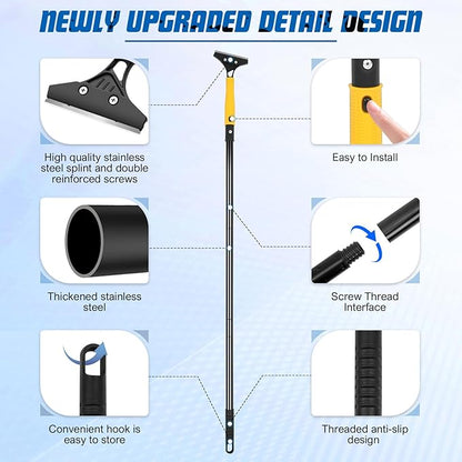 Floor Scraper Heavy Duty with Long Handle, 4 Inch Razor Blade Floor Scraper with 10PCS Extra Metal Blades,Paint Scrapers for Cleaning Wall Glass Tile Floor Paint Gum Stains Stickers Linoleum