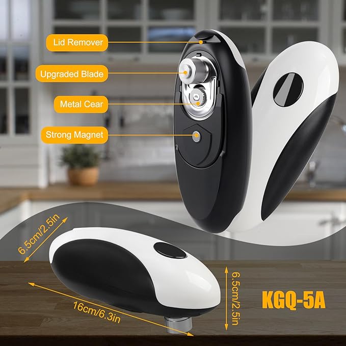 Electric Can Opener,USB Rechargeable Can Opener,One-Touch Cordless Can Opener,Smooth Edge,Hands Free,Food Safety,Automatic Kitchen Gadget,Battery Operated,Opens Almost Any Cans