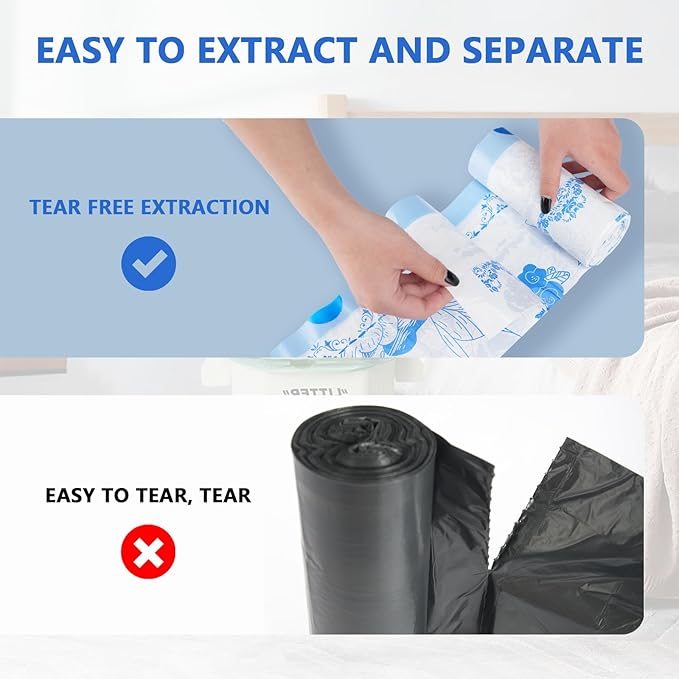 VOK 4 Gallon Trash Bags Drawstring, 4 Gallon Garbage Bags, Small Trash Bags for Office, Kitchen, Bedroom Trash Cans, Colorful and Sturdy Small Garbage Bags with Beautiful Flower Printed, 78 Counts