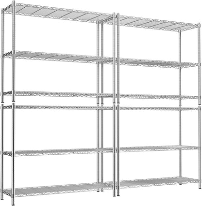 Storage Shelves, 4 PCS 48" L x 20" W x 47" H Heavy Duty Garage Wire Shelving Unit Loads 1200LBS, 3-tier Adjustable Metal Industrial Utility Shelf Rack for Kitchen, Laundry Room, Basement