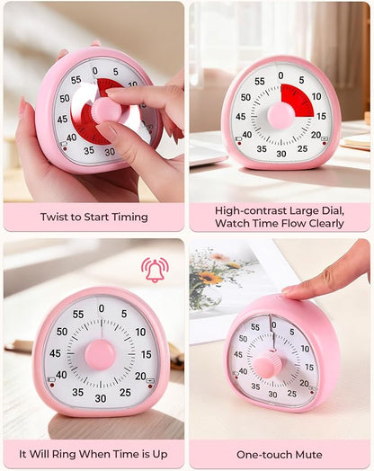 Rechargeable Visual Timer for Kids, Adjustable Volume & Alarm Duration, Silent Pomodoro Timer for Classroom, 60 Minutes Countdown Timer for Kitchen, Gym, Study, ADHD Autism Toddler(Green)