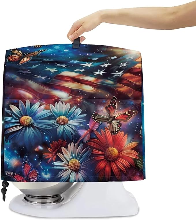 American Flag Stand Mixer Cover Dust Covers for 4.5qt-5qt Stand Mixer Daisy Butterfly Mixer Cover Protector Compatible with 4.5-5 Quart Kitchen Aid Mixer