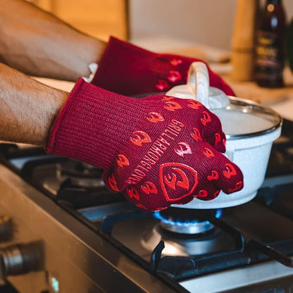 Grill Armor Oven Gloves 932°F Extreme Heat & Cut Resistant Oven Mitts with Fingers for BBQ, Cooking, Grilling, Baking – Accessory for Smoker, Cast Iron, Fire Pit, Camping, Fireplace, Griddle & More