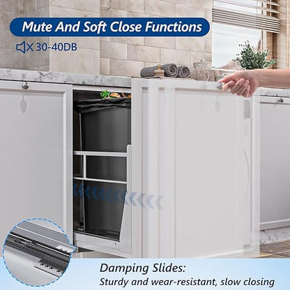 Insputer 8 Gal Pull Out Trash Can Under Cabinet, Heavy Duty Under Sink Garbage Can Kit with Soft-Close Slides for Kitchen, Laundry, Requires Minimum Cabinets Opening 12" W X 18" D