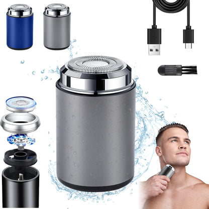 Mini Electric Shaver, Portable Mini Electric Shaver, Pocket Size MiniElectricShaver for Men, USB Rechargeable Waterproof ShaverElectric Beard Trimmer for Home, Car, Office, Business Trip (Gray)