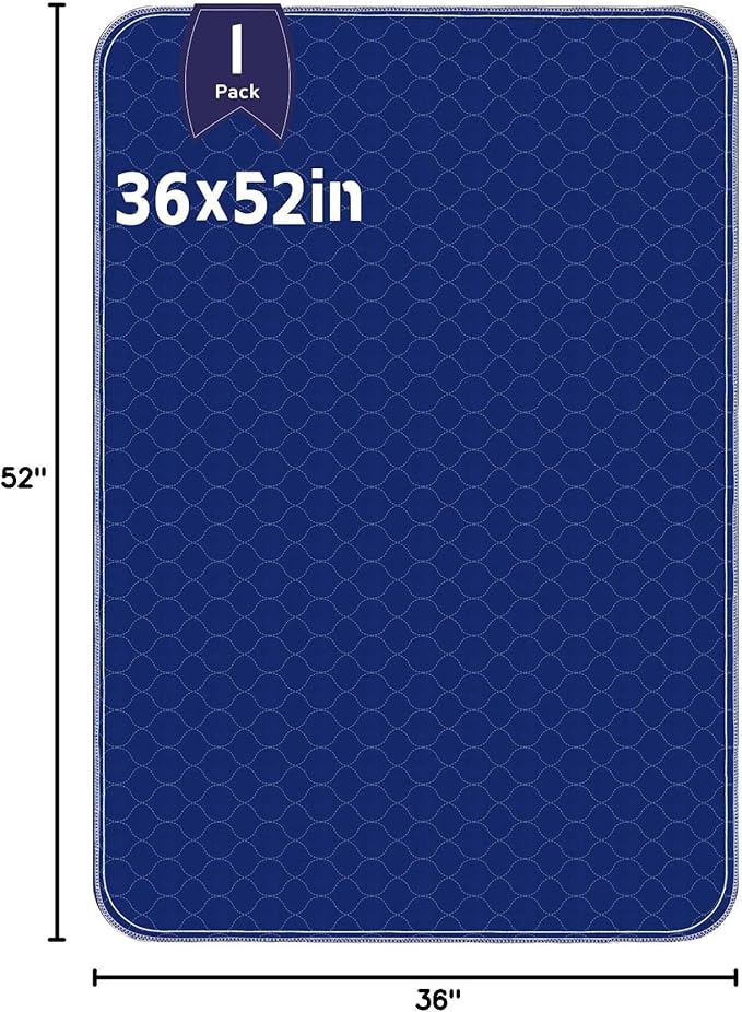 Alsunny® Pads for Beds for Incontinence Adults 36x52 Inch,Washable Pee Pads for Adults,Hide Stains Washable Underpads,Waterproof Protective Pad for Seniors,Bedwet Kids,Hospitals,Pets,Reusable Bed Pad