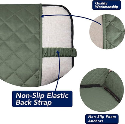 PureFit Reversible Quilted Sofa Cover, Water Resistant Slipcover Furniture Protector, Washable Couch Cover with Non Slip and Elastic Straps for Kids, Pets (Oversized Sofa, Greyish Green/Beige)