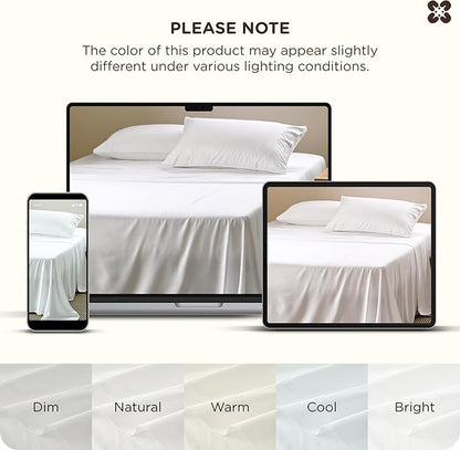 Bedsure King Size Sheets Set, Bamboo Viscose Sheets, Rayon Cotton Blend, GentleSoft, Breathable, Deep Pocket Up to 18 Inches, Hotel Luxury Bedding for Hot Sleepers, White