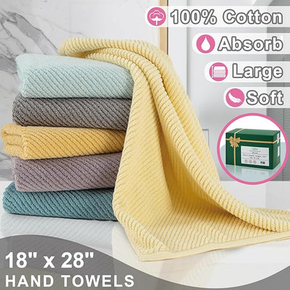 VOOVA & MOVAS Bathroom Hand Towels Set of 4, Large 18"x28" - 100% Cotton | Quick Dry | Light Weight | Thick | Soft | Absorption, Luxury Hand Towels for Showering, Hot Pink Bathroom Decor