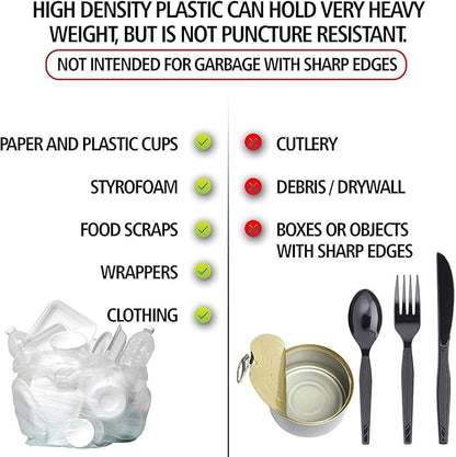 Aluf Plastics High Density Trash Bags, 10 Gallon, 1000 Count, 6 Micron (eq), 24" x 24", Clear, for Bathroom, Office, Industrial, Commercial, Janitorial, Municipal, Recycling