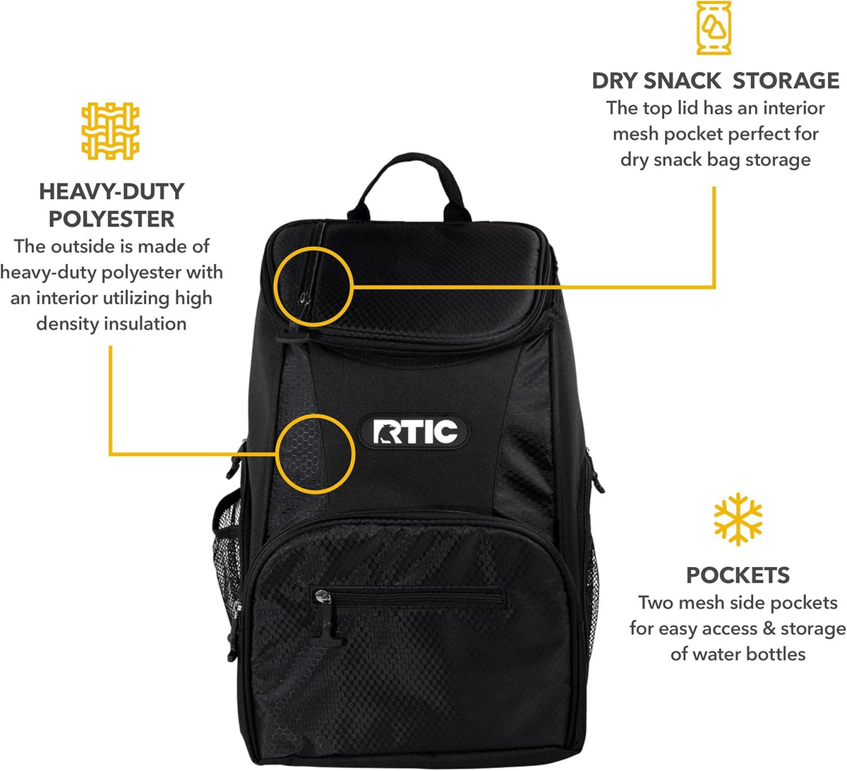 RTIC 15 Can Lightweight Backpack Cooler Soft Insulated Portable Bag for Lunch, Beach, Drink, Beverage, Travel, Camping, Picnic, Car, Hiking,