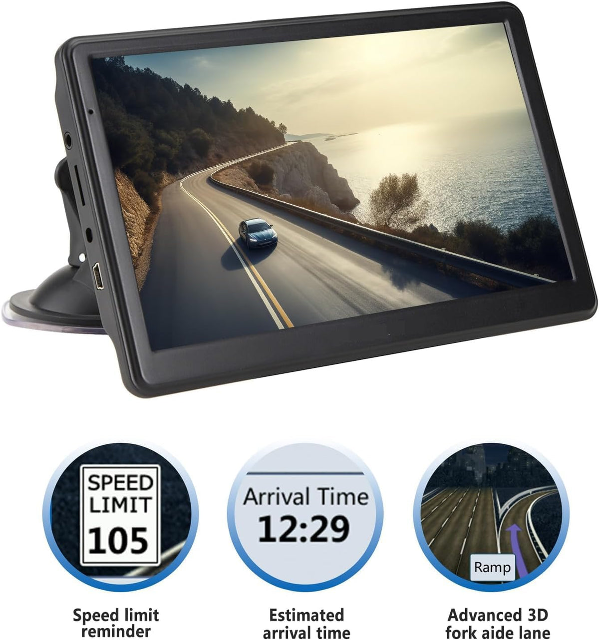 GPS Navigation for Car, 2025 Map 7 inch Touch Screen Car GPS, Voice Turn Direction Guidance, Support Speed and Red Light Warning, Pre-Installed North America Lifetime map Free Update