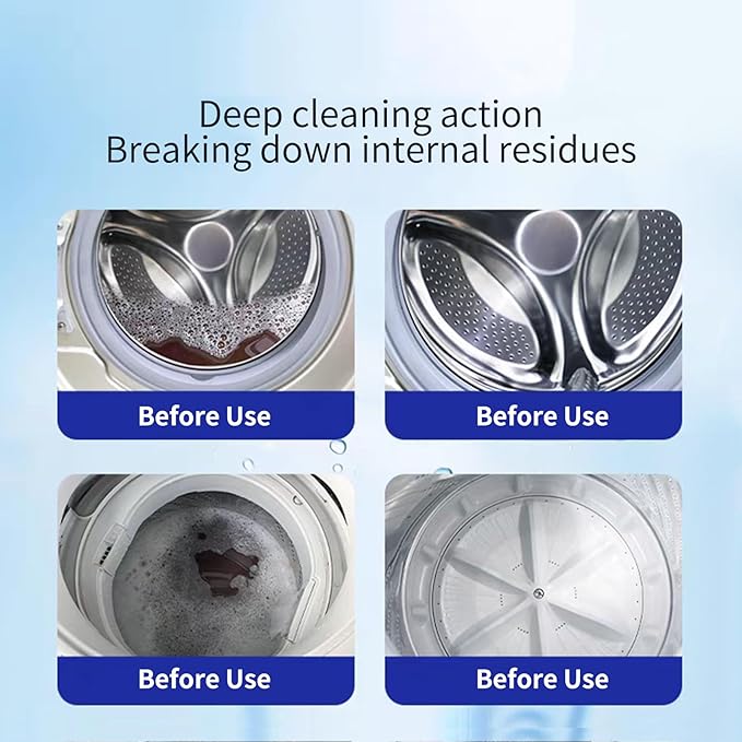 Washing Machine Cleaner Tablets - 24 Tabs (2x12 Pack), 1 Year Supply Deep Cleaning for HE Front Load & Top Load Washers, Septic Safe Eco-Friendly Deodorizer for Drum and Tub Seal