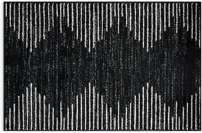 Rugshop Bohemian Stripe Stain Resistant High Traffic Living Room Kitchen Bedroom Dining Home Office Area Rug 2' x 3' Black