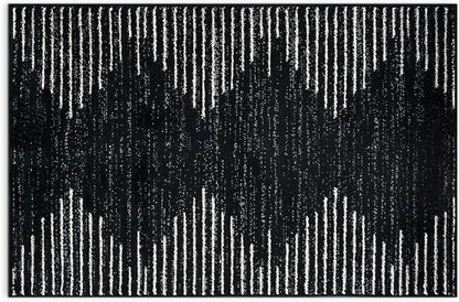 Rugshop Bohemian Stripe Stain Resistant High Traffic Living Room Kitchen Bedroom Dining Home Office Area Rug 2' x 3' Black