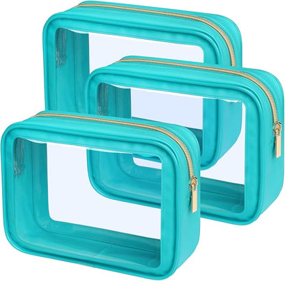 PACKISM TSA Approved Toiletry Bag - Upgrade Color-Edged Clear Makeup Bags, Clear Toiletry Bags For Traveling Fits Various Storage Needs