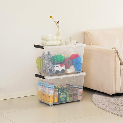 Citylife 82 QT Clear Plastic Storage Bins with Lids Stackable and Nestable Storage Boxes with Lids Large Plastic Storage Containers for Garage, Closet, Kitchen, 2 Packs