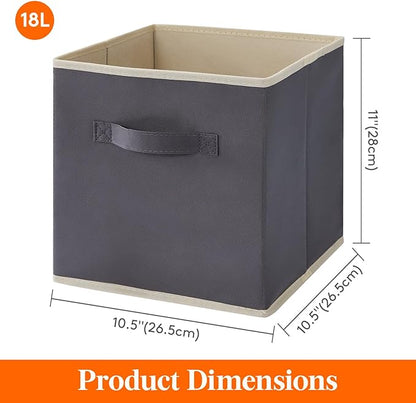 Lifewit 12 Packs Storage Cubes, 11 Inch Cube Storage Bins, Foldable Decorative Fabric Storage Baskets for Organizing Home Organizers with Handles for Shelves, Closet, Grey