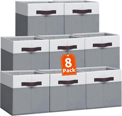 Criusia Storage Cubes for Cube Organizer - 13 inch Fabric Storage Bins for Organizing Clothes Toys Blanket -8 Pack Versatile Storage Baskets for Shelves/Storage and Organization for Bedroom RV Closet