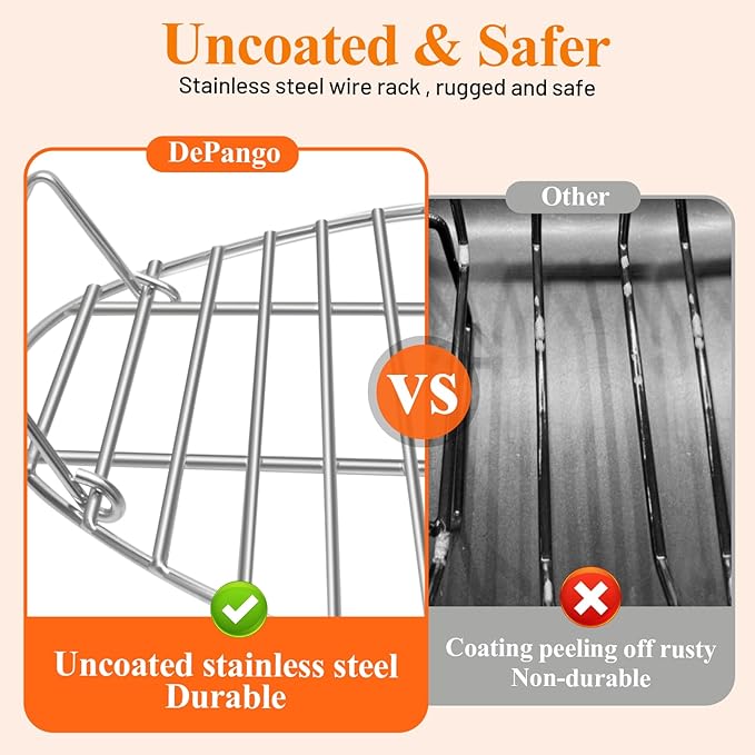 16.5inch Oval Roasting Rack for Oven, Gifts for Mom Men Wife, Stainless Steel Cooling Rack with Handle, Wire Rack for Cooking, Grilling, Drying