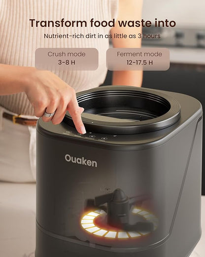 Electric Composter for Kitchen - 4L Countertop Indoor Compost Bin Smart Odorless Turn Kitchen Waste into Fertilizer Compost Maker, Low Noise, Auto-Clean, 2025 Newer Home Food composting Machine Gifts