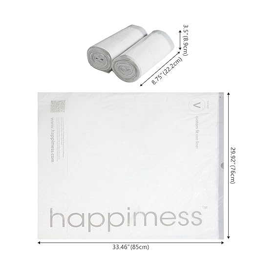 happimess HPM3000V-WHITE 30 Gallon Drawstring Unscented Trash Can Liner for Business Home Kitchen Commercial and Industrial White (100-Count, 4-Rolls of 25 Liners)