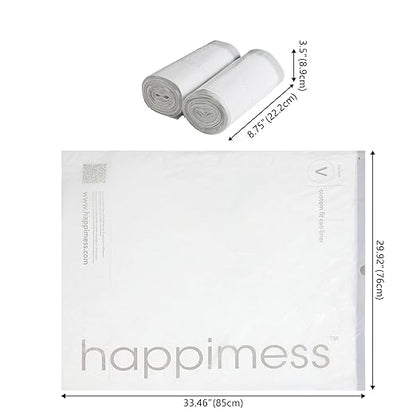 happimess HPM3000V-WHITE 30 Gallon Drawstring Unscented Trash Can Liner for Business Home Kitchen Commercial and Industrial White (100-Count, 4-Rolls of 25 Liners)