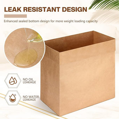 30 Pcs Trash Compactor Bags for Kitchen Pre-Cuffed Heavy Duty Kraft Paper Compactor Bags with Waterproof Liner Reinforced Bottom for Kitchen Use, 20.47 x 15.75 x 8.66"
