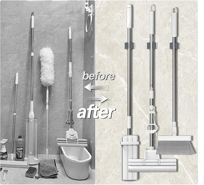 3-H Broom Holder Wall Mount 12 Pack, Mop and Broom Holder Wall Mount for Hanging and Organizing Shovel,Rake,Brush,Yard Tools in Laundry Room Garden Garage (grey)